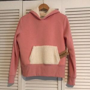 NWT BEARPAW Outdoors Pink Hoodie with White Sherpa inside and Pocket SZ M